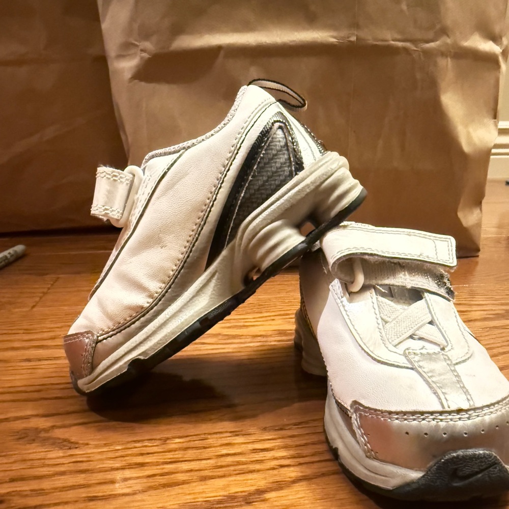 Kids White and Gray Velcro Sneakers